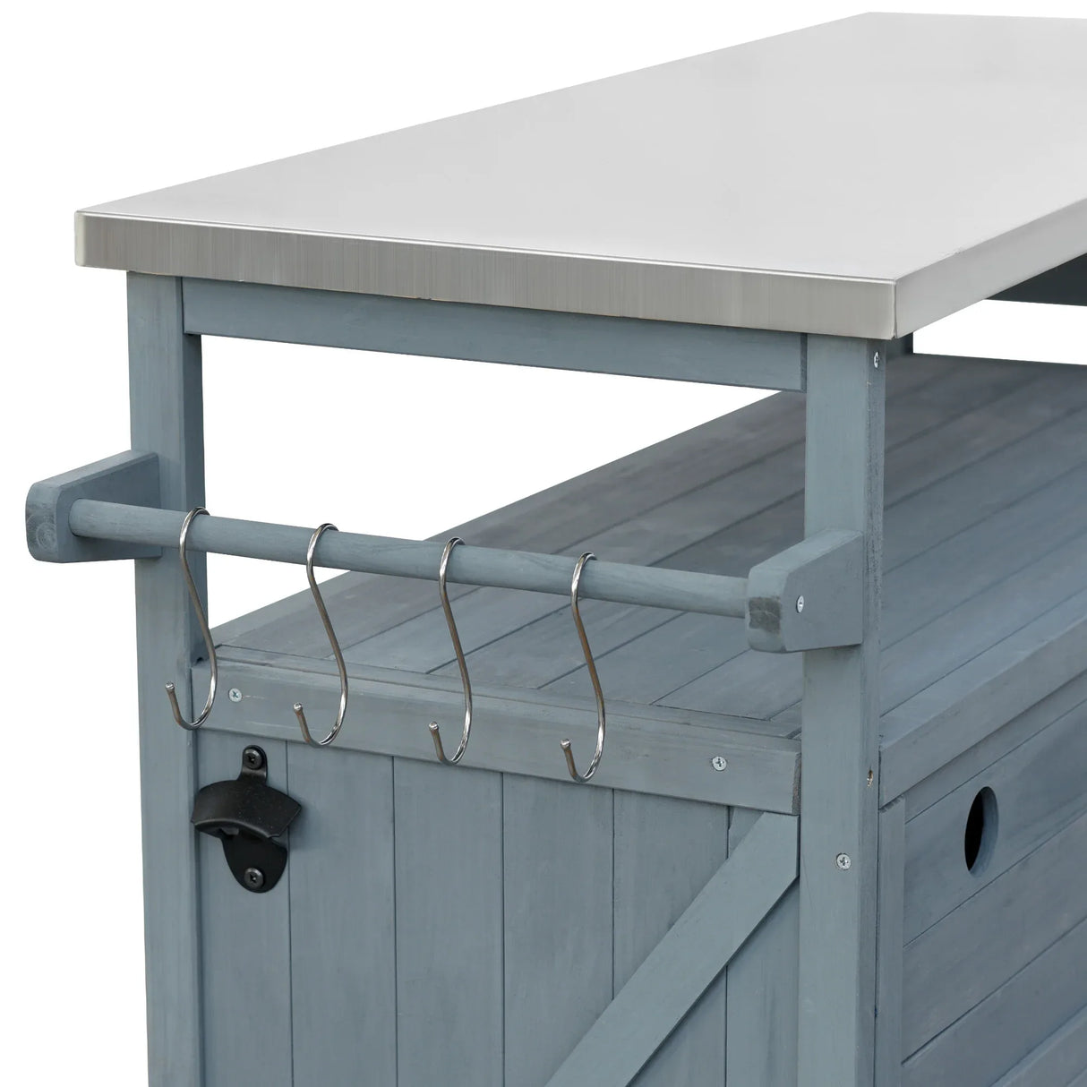 Farmhouse Solid Fir Wood Outdoor Kitchen Island Cart - Omega Lifestyles