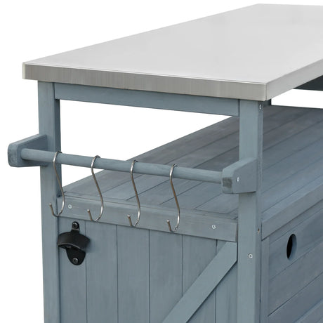 Farmhouse Solid Fir Wood Outdoor Kitchen Island Cart - Omega Lifestyles