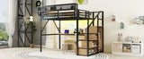 Full Metal Full Size Loft Bed With Desk Charging Station - Omega Lifestyles