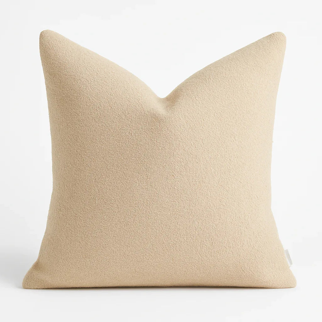 Cozy Plush Neutral Beige Bouclé Throw Pillow - Omega Lifestyles