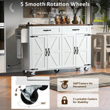 Farmhouse Style Rolling Kitchen Island With Power Outlet - Omega Lifestyles