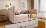 Twin Pink Velvet Upholstered Hydraulic Storage Bed Frame - Omega Lifestyles