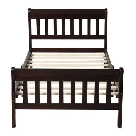 Twin Solid Wood Sleigh Platform Bed Frame With Headboard - Omega Lifestyles