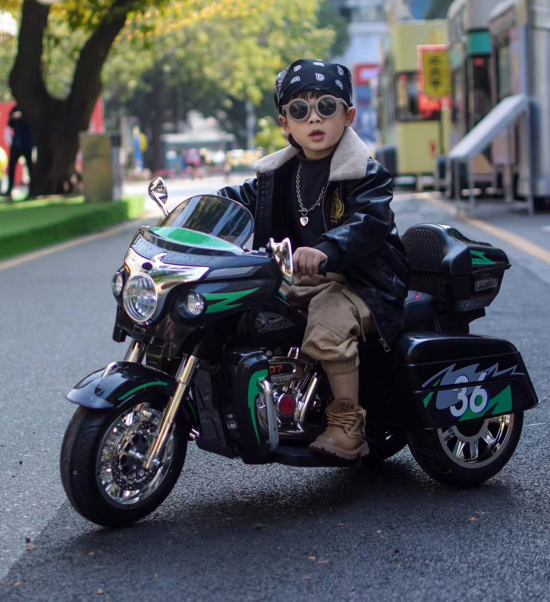 12V Two-Seat Kids Electric Ride-On Motorcycle With Storage