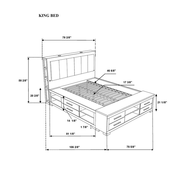 Modern Rubberwood King Bed Frame With Bookcase Storage - Omega Lifestyles