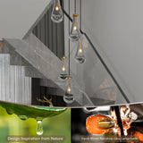 5-Light Brass Raindrop Glass Adjustable Pendant Chandelier - Omega Lifestyles