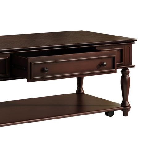 Retro Farmhouse Coffee Table With Drawer And Wheels - Sleep Galleria