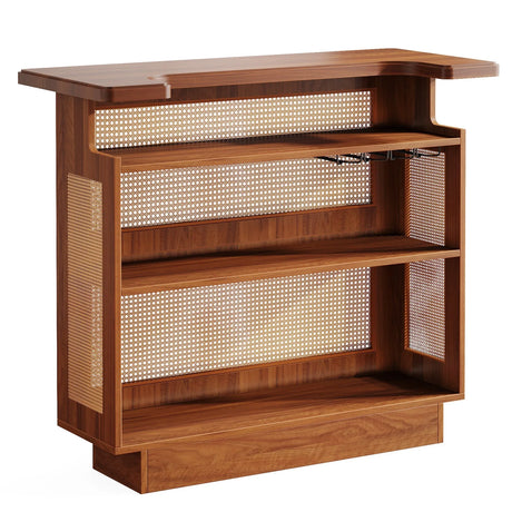 Farmhouse Rattan 4-Tier Liquor Cabinet Home Bar - Omega Lifestyles