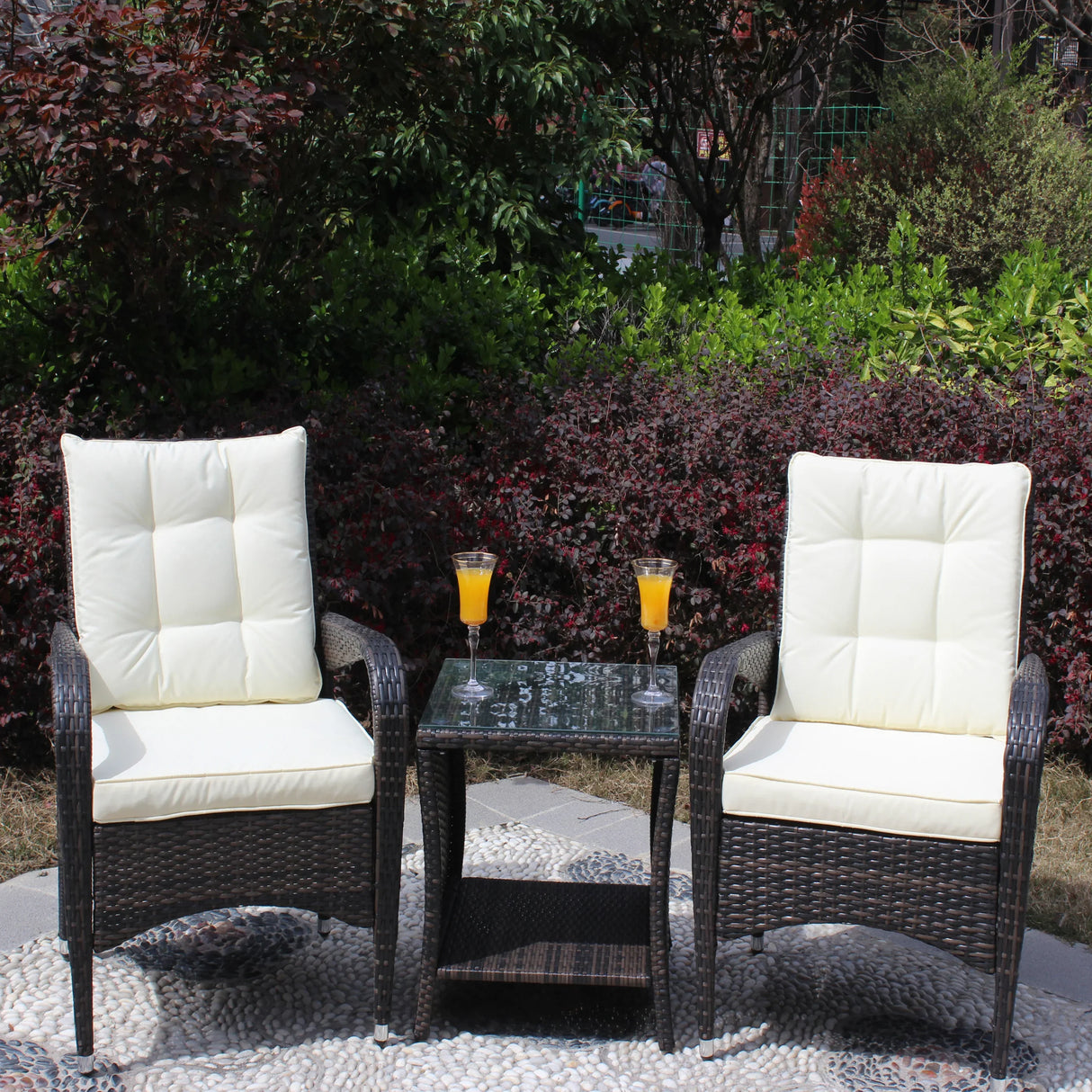3-Piece Brown Rattan Outdoor Patio Furniture Set - Omega Lifestyles