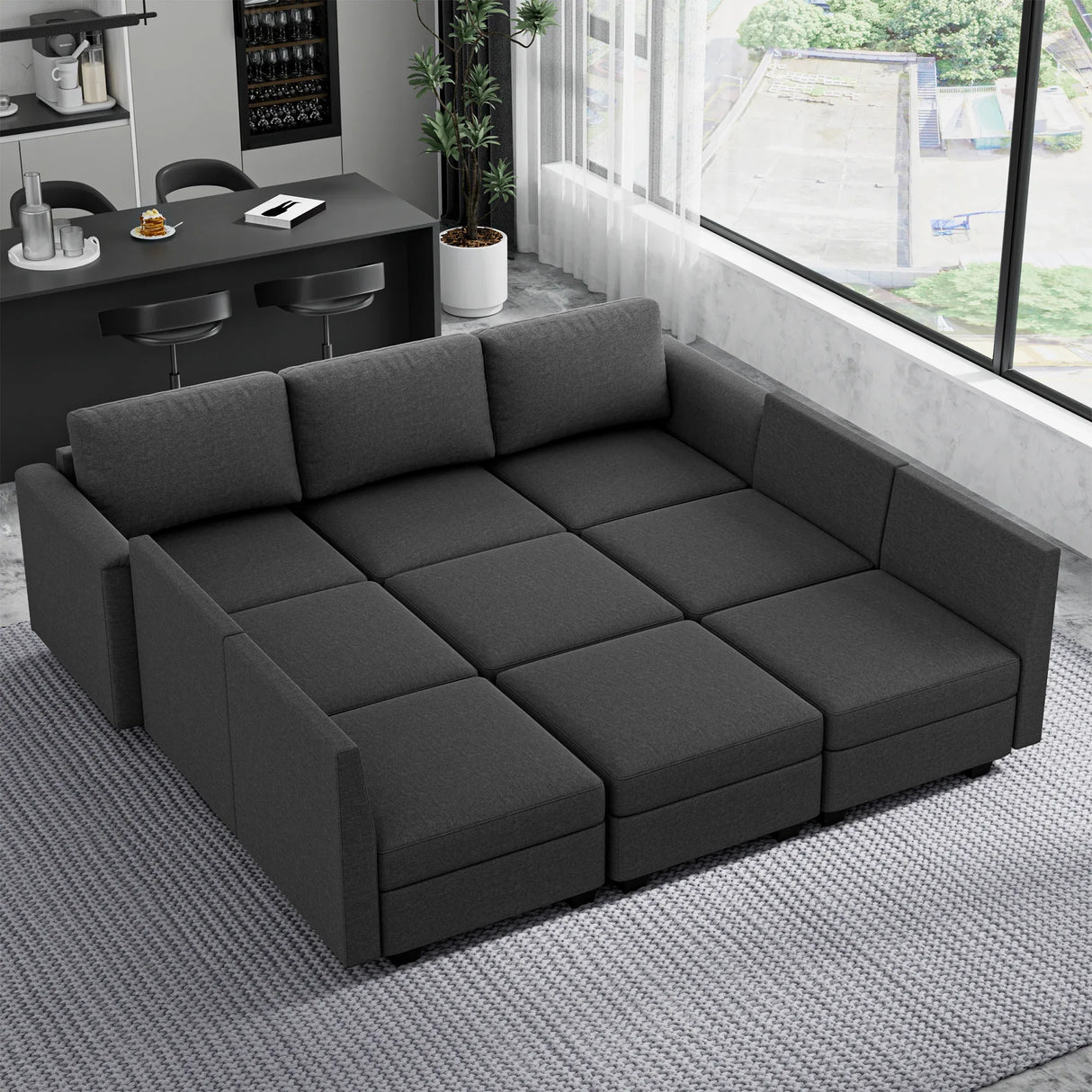 Modular 7-Seater U-Shaped Memory Foam Sectional Sofa - Omega Lifestyles