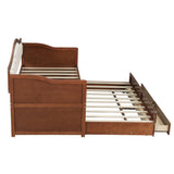 Twin Daybed With Trundle And Storage Drawers Walnut - Omega Lifestyles