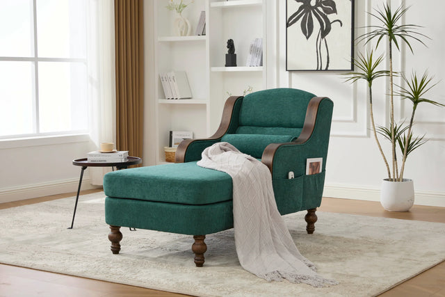 Oversized Chenille Fabric Lounge Chair With Storage - Omega Lifestyles