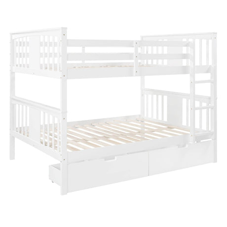 Full Over Full Solid Wood Bunk Bed With Drawers - Omega Lifestyles
