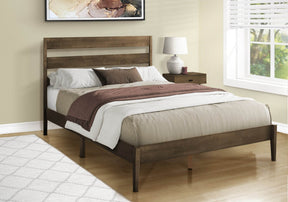 Contemporary Queen Size Walnut Wood Platform Bed Frame - Omega Lifestyles