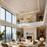 Farmhouse Wagon Wheel 60-Light Adjustable Height Chandelier - Omega Lifestyles