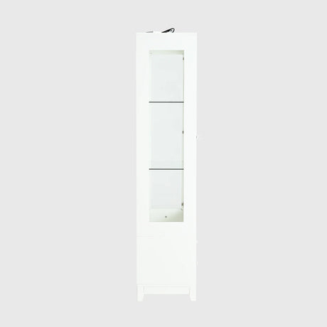 Modern Upholstered Glass Display Cabinet With Adjustable LED Light - Omega Lifestyles