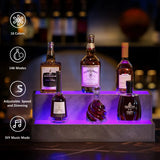 LED Lighted Modern Engineered Wood Bottle Display Shelf - Omega Lifestyles