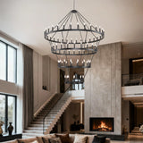 Farmhouse 70-Inch 60-Light Wagon Wheel Chandelier - Omega Lifestyles