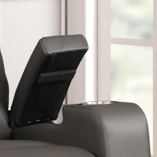 Electric Power Recliner Chair Upholstered Faux Leather Gray - Omega Lifestyles