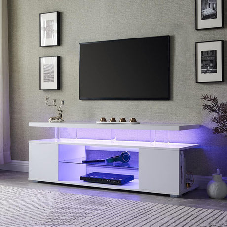 White Engineered Wood Gaming TV Stand Console Table - Omega Lifestyles