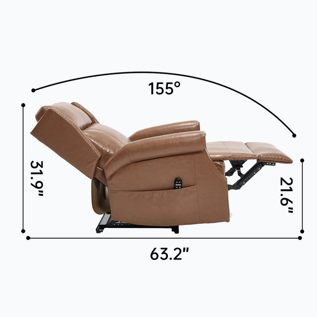 Camel Faux Leather Manual Recliner Chair With Massage Heat - Omega Lifestyles