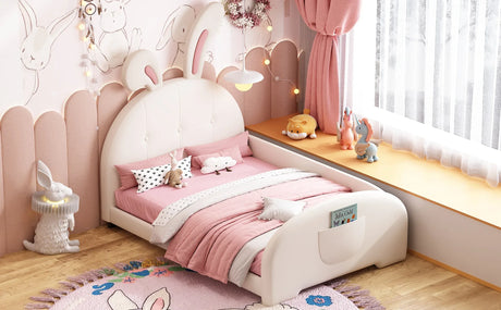 Twin Upholstered Rabbit-Shape Princess Platform Bed - Omega Lifestyles