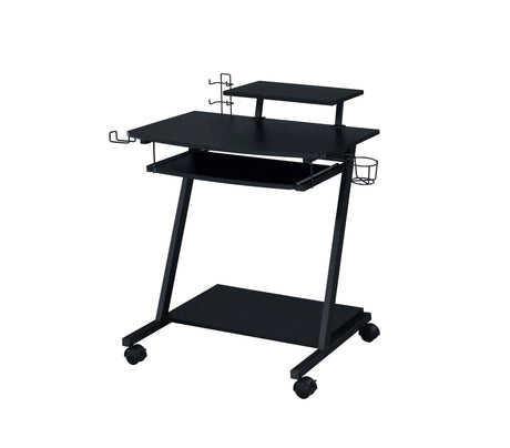 Black Metal Synthetic Wood Rectangular Gaming Desk - Omega Lifestyles