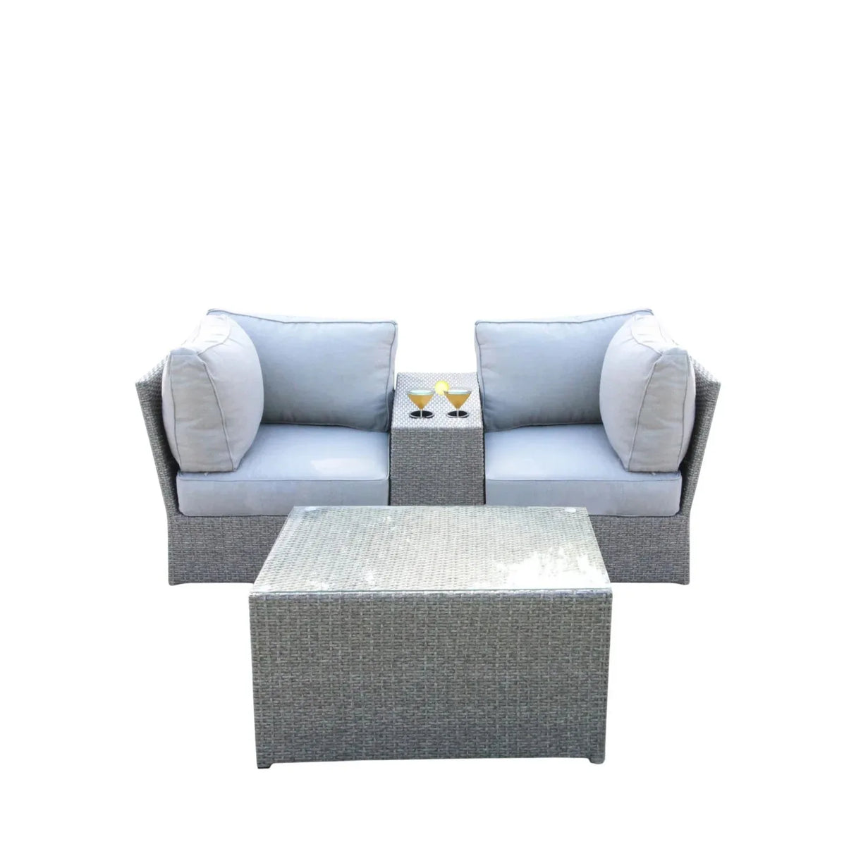 2-Person Weather Resistant Grey Mix Wicker Seating Set - Omega Lifestyles