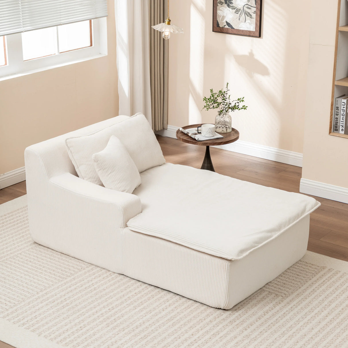 Corduroy Foam Right Armrest Chaise Lounge Chair - Omega Lifestyles