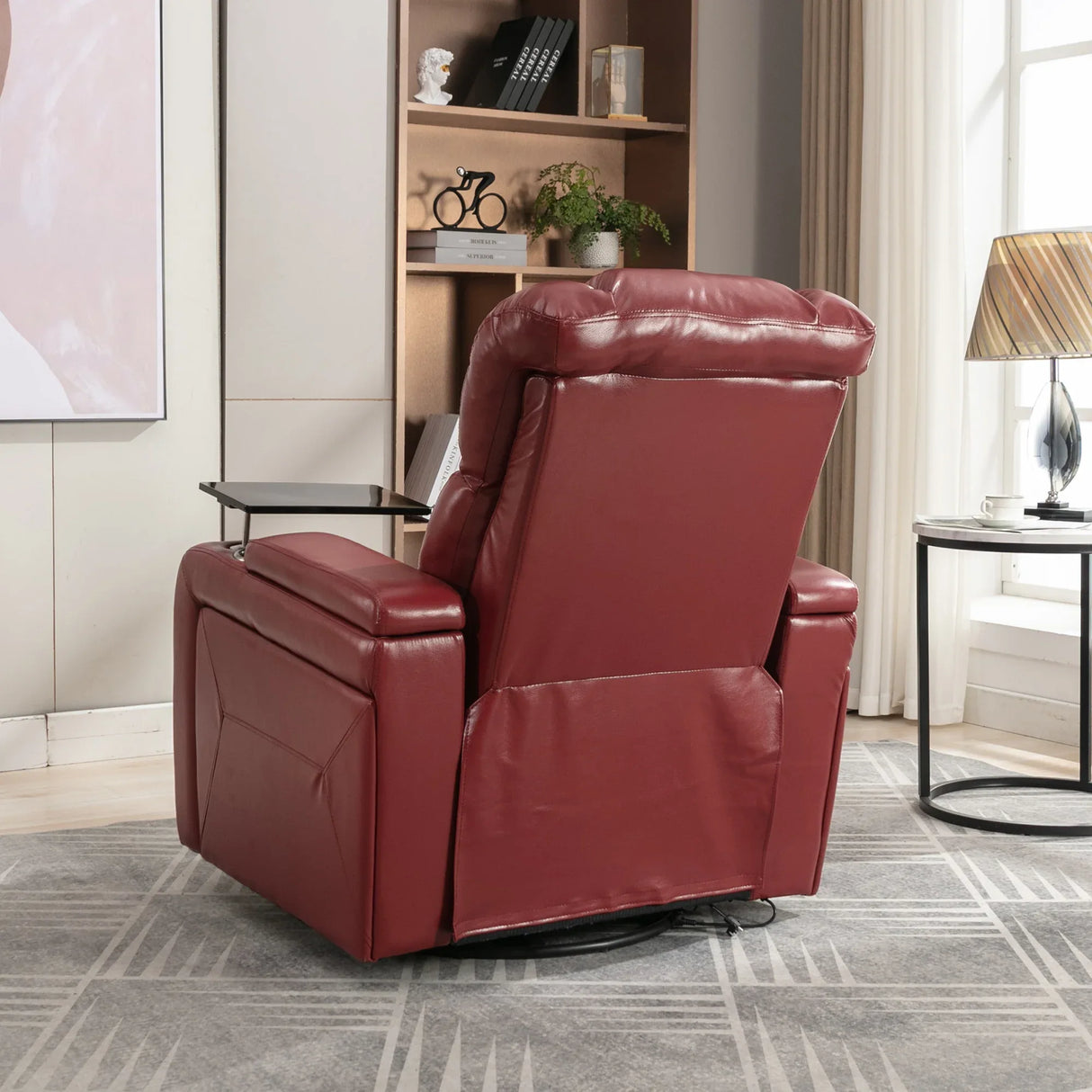 Power Recliner Chair PU Leather With USB Tray Table - Omega Lifestyles
