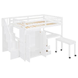 Full Full Size Loft Bed With Stairs Desk And Storage - Omega Lifestyles