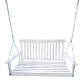 White Solid Wood Porch Swing With Armrests And Chains