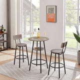 Bar Table Set Of 3 With Upholstered Backrest And Shelf - Omega Lifestyles
