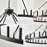 Farmhouse Matte Black Wagon Wheel Chandelier 36-Light 64-Inch - Omega Lifestyles