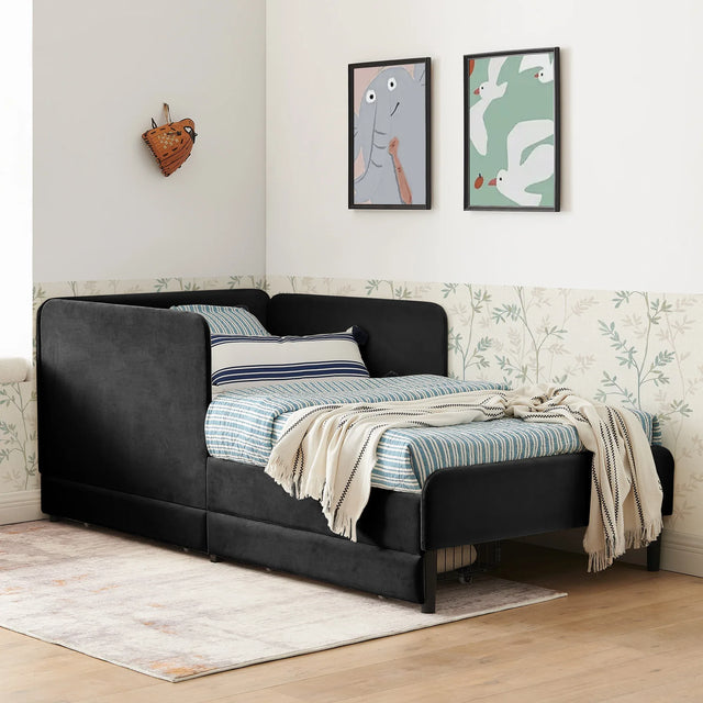 Twin Upholstered Velvet Storage Sofa Bed Frame - Omega Lifestyles