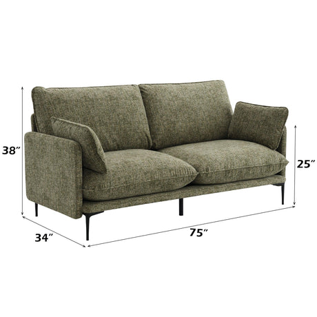 Green Chenille Compressed Cushion 2-Seat Sofa - Omega Lifestyles