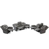 Grey Manual PU Upholstered Home Theater Recliner Chair Set - Omega Lifestyles
