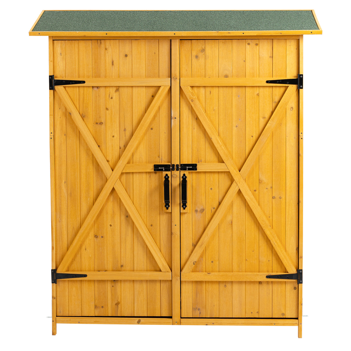Natural Solid Wood Outdoor Storage Shed Lockable Door
