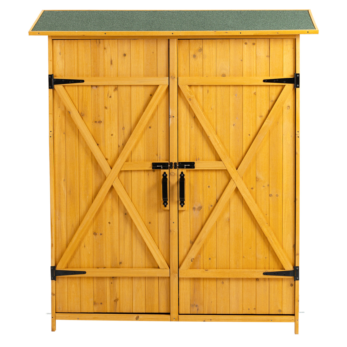 Natural Solid Wood Outdoor Storage Shed Lockable Door