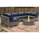 Outdoor 7-Piece Wicker Sectional Seating Group With Fire Pit - Omega Lifestyles