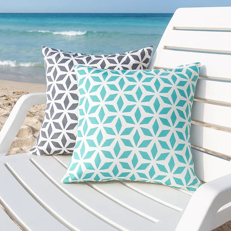 Outdoor Blue Weather-Resistant Polyester Accent Pillow 20x20 - Omega Lifestyles