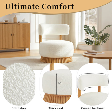 Modern Farmhouse Beige Bouclé Upholstered Accent Chair - Omega Lifestyles