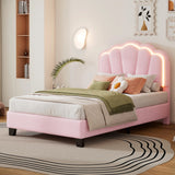 Twin Upholstered Flower-Shape Bed With LED Lighting - Omega Lifestyles