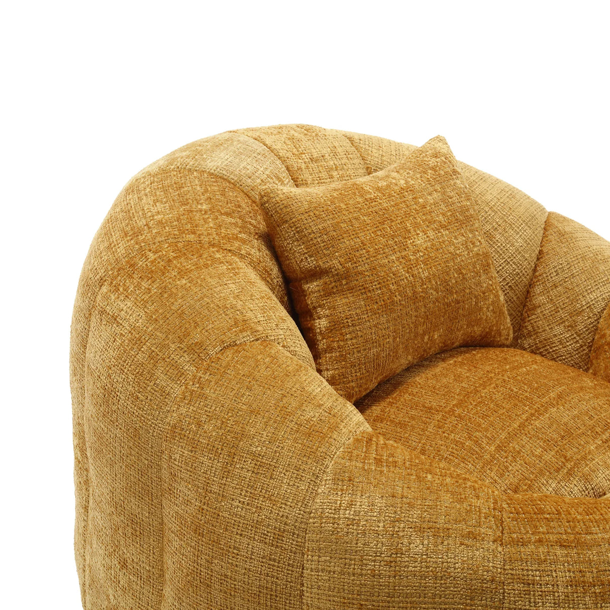 Chenille Memory Foam Pumpkin Shape Lounge Chair With Ottoman - Omega Lifestyles