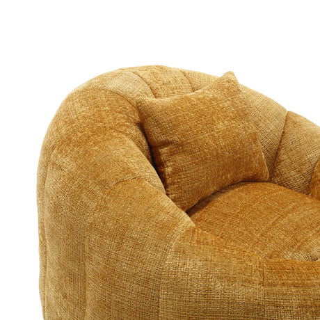 Chenille Memory Foam Pumpkin Shape Lounge Chair With Ottoman - Omega Lifestyles