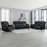 Manual Black Leather Gel Recliner Chair With LED Light Strip - Omega Lifestyles