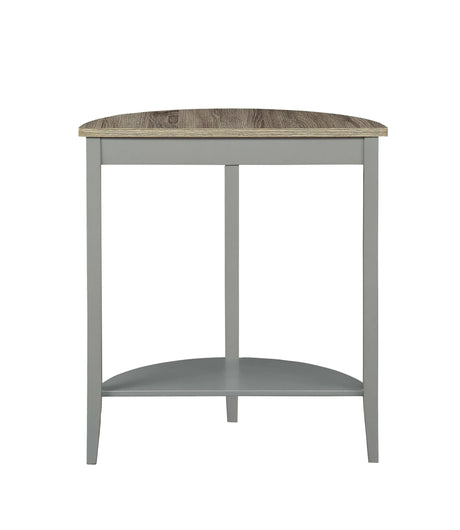 Natural Oak Gray Finish Half-Moon Console Table - Omega Lifestyles