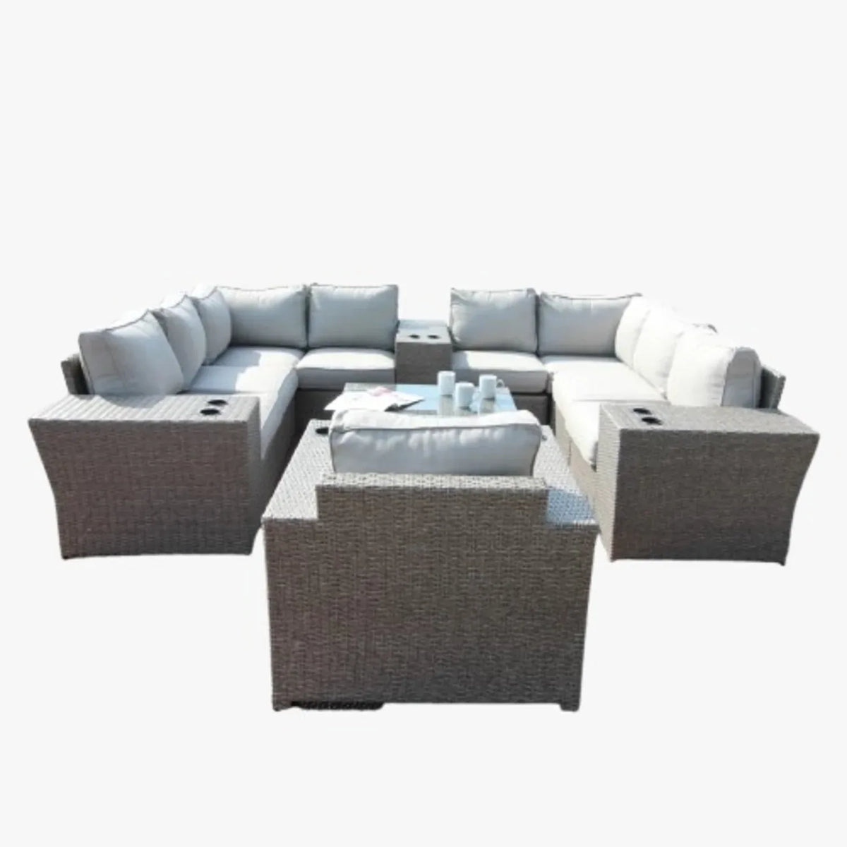 Outdoor 7-Person Fully Assembled All-Weather Wicker Conversation Set - Omega Lifestyles