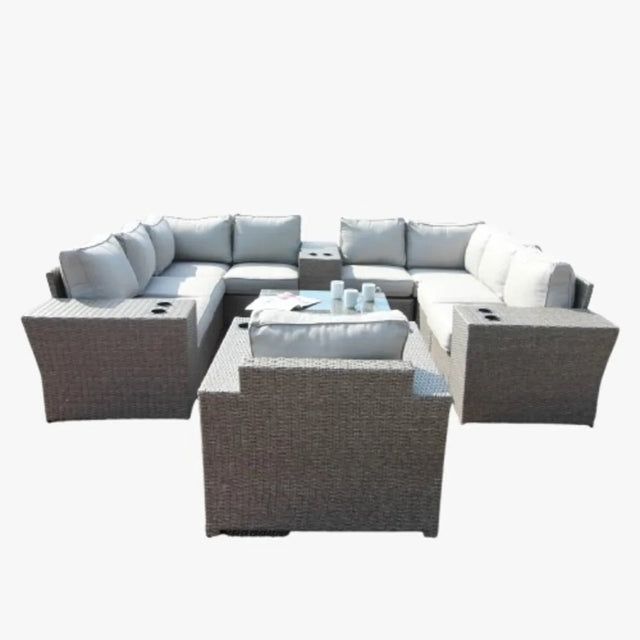 Outdoor 7-Person Fully Assembled All-Weather Wicker Conversation Set - Omega Lifestyles
