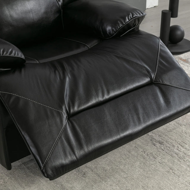 Manual Black Leather Gel Recliner Chair With LED Light Strip - Omega Lifestyles